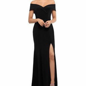 XSCAPE Women Black Cap Sleeve Full-Length Body Con Evening Dress Size: 8 - NEW